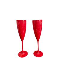 Kit 20 Taças de champanhe Vermelha leitosa 180ml acrilico