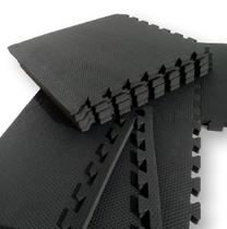 Kit 20 Tatames Tapetes EVA Com Borda 50cm X 50cm X 1cm Preto Equipacasa