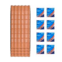 Kit 20 Telha Afort Pvc Plan 2.42X88 Terra Cota+8 kit Fixação