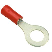 Kit 20 Terminais Olhal Anel Argola Pré Isolado 0,5mm a 1,5mm M6 Vermelho Conector Elétrico Crimper Pvc