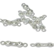 Kit 20 Tip Terminal Argola Dupla Mont Colar Pulseira Prata