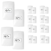 Kit 20 Tomada Simples 10a 4x2 Linha Home Branco Com Placa Blux