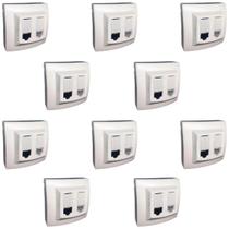 Kit 20 Tomada Sobrepor Rj45 + Rj11 Cat6 Branca Pial 675049