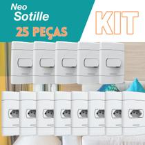 Kit 20 Tomadas 10a Branca + 5 Interruptor Tecla Simples 4x2 Neo Sottile Kit 25 Peças