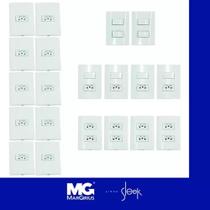 Kit 20 Tomadas e Interruptores Sleek 4x2 Branca Completa - Margirius