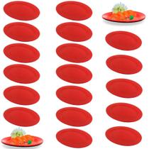 Kit 20 Travessas Prato Oval 25 Cm em Melamina para Sushi Vermelho Fuxing