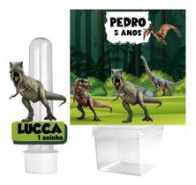 Kit 20 Tubetes + 20 Caixinhas Acrílicas Dinossauro