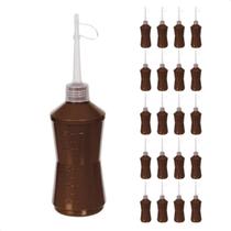 Kit 20 Un. Almotolia Plástico 250 Ml Marrom Bico Reto - Full