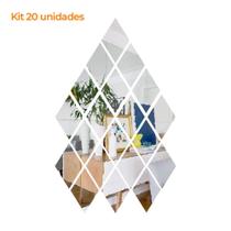 Kit 20 Un. Espelho Flexível Decorativo 15,5x23,5cm Diamante Losango Kit 20 Un. Espelho Flexível Decorativo 15,5x23,5cm Diamante Losango