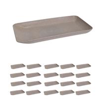 Kit 20 Un Travessa Retangular P/ Petiscos Petisqueira Cinza