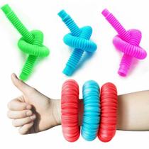 Kit 20 unidades POP TUBE 14cm Tubo Fidget Toy Sensorial Descompressão Anti Stress