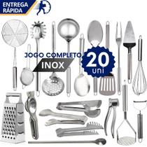 Kit 20 Utensílios de Cozinha Inox Completo Profissional Restaurante Padaria Kit 20 Utensílios de Cozinha Inox Completo Profissional Restaurante Padaria