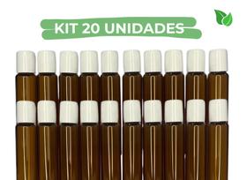 Kit 20 - Vidrinho Roll On Ambar 10 ml Tampa Branca - Gratia Naturalis