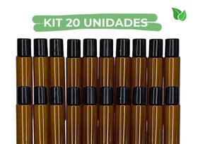 KIT 20 - Vidrinho Roll On Ambar 10ml Tampa Preta