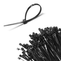 Kit 200 Abraçadeira Presilha Plástica de Nylon Preto