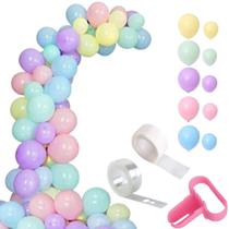 Kit 200 Balões Bexigas Candy + Tira Para Arco Desconstruído 5m + Fita Cola Adesiva 100 Pontos + Amarrador de Bexigas Kit 200 Balões Bexigas Candy + Tira Para Arco Desconstruído 5m + Fita Cola Adesiva 100 Pontos + Amarrador de Bexigas