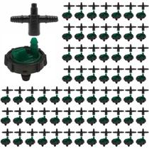 Kit 200 Botão Gotejador + Conectores 2 saídas 3mm - Ideal p/ Irrigação Localizada