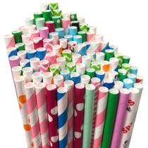 Kit 200 Canudo Colorido Papel 6mm Biodegradável Drink Bebida