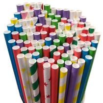 Kit 200 Canudo Colorido Papel 8mm Biodegradável Drink Bebida