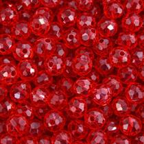 Kit 200 Cristais Miçangas Vermelho Transparente 8mm Umbanda