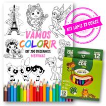 Kit 200 Desenhos Para Pintar - Temas Variados Meninas - 1 P/folha A5