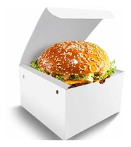 Kit 200 Embalagem Box Burger G + 200 Caixinhas Fritas Branco