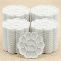 Kit 200 Godês de Plástico Flor Yin's Paper com 12 Cavidades para Pintura Escolar e Artesanato Branco 14cm - Kit 200 Godês de Plástico Flor Yin's Paper com 12 Cavidades para Pintura Escolar e Artesanato Branco 14cm -
