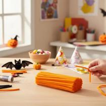 Kit 200 Haste de chenille limpador de cachimbo 30cm flexível cabelo maluco halloween 200 unidades