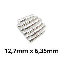 Kit 200 Imã Neodímio Disco Magnético N35 12,7 x 6,35 mm Super Forte Potente Redondo Kit 200 Imã Neodímio Disco Magnético N35 12,7 x 6,35 mm Super Forte Potente Redondo