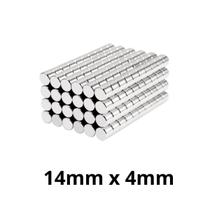 Kit 200 Imã Neodímio Disco Magnético N35 14 x 4 mm Super Forte Potente Redondo