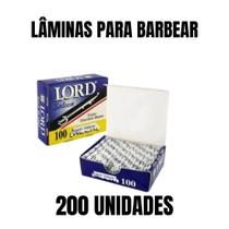 Kit 200 Lâminas Para Barbear Lord Saloon Inox Profissional