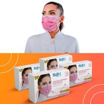 Kit 200 Máscara Descartável Adulto Tripla Anvisa Clip Nasal