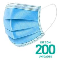 Kit 200 Máscaras Descartáveis Adulto Tripla Camada Cor Azul