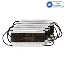 Kit 200 Máscaras para Crianças Descartáveis Preto Miralupa c