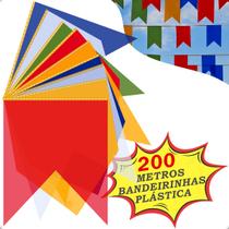 Kit 200 Metros Bandeirinhas Festa Junina Plástico Decoração Julina São João Arraia
