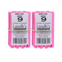 Kit 200 Mini Lixas de Unha Rosa 9cm Landhs Profissional Descartável Kit 200 Mini Lixas de Unha Rosa 9cm Landhs Profissional Descartável