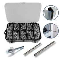 Kit 200 Rebites + Estojo + Brocas 306/308/310/410 reparos