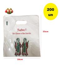 Kit 200 Sacolas Plástica para São Cosme e Damião 33x24 Kit 200 Sacolas Plástica para São Cosme e Damião 33x24