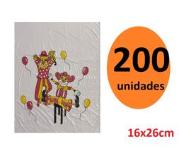 Kit 200 Sacos De Plástico Palhaços Dia Das Crianças 16X26
