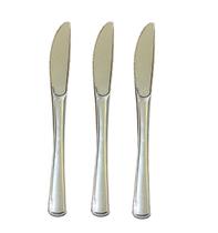 Kit 200 Un Facas Refeição Luxo Plástico Prata 19,5Cm Festa