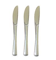 Kit 200 un Facas Refeição Luxo Plástico Prata 19,5cm Festa