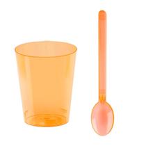 Kit 200 uni Copo Para Doce Mousse Brigadeiro 25ML Colorido + 200 Colherzinhas