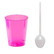 Kit 200 uni Copo Para Doce Mousse Brigadeiro 50ML Colorido + 200 Colherzinhas