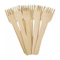Kit 200 Unidades Garfos Descartáveis De Madeira Biodegradável 16cm