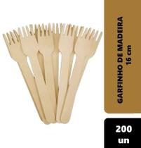 Kit 200 Unidades Garfos Descartáveis De Madeira Biodegradável 16cm