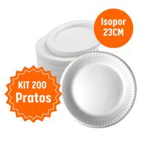 Kit 200 unidades prato isopor refeição festa descartavel