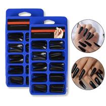 Kit 200 Unidades Unha Postiça Bailarina Realista Preta Lisa