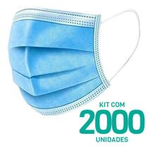 Kit 2000 Máscaras Descartáveis Adulto Tripla Camada Cor Azul