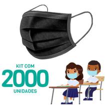 Kit 2000 Máscaras Descartáveis para Crianças - Cor Preto - Mundial Fenix
