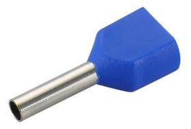 Kit 200Pçs Terminal Elétrico Ilhós Tubular Duplo 2,5Mm Azul